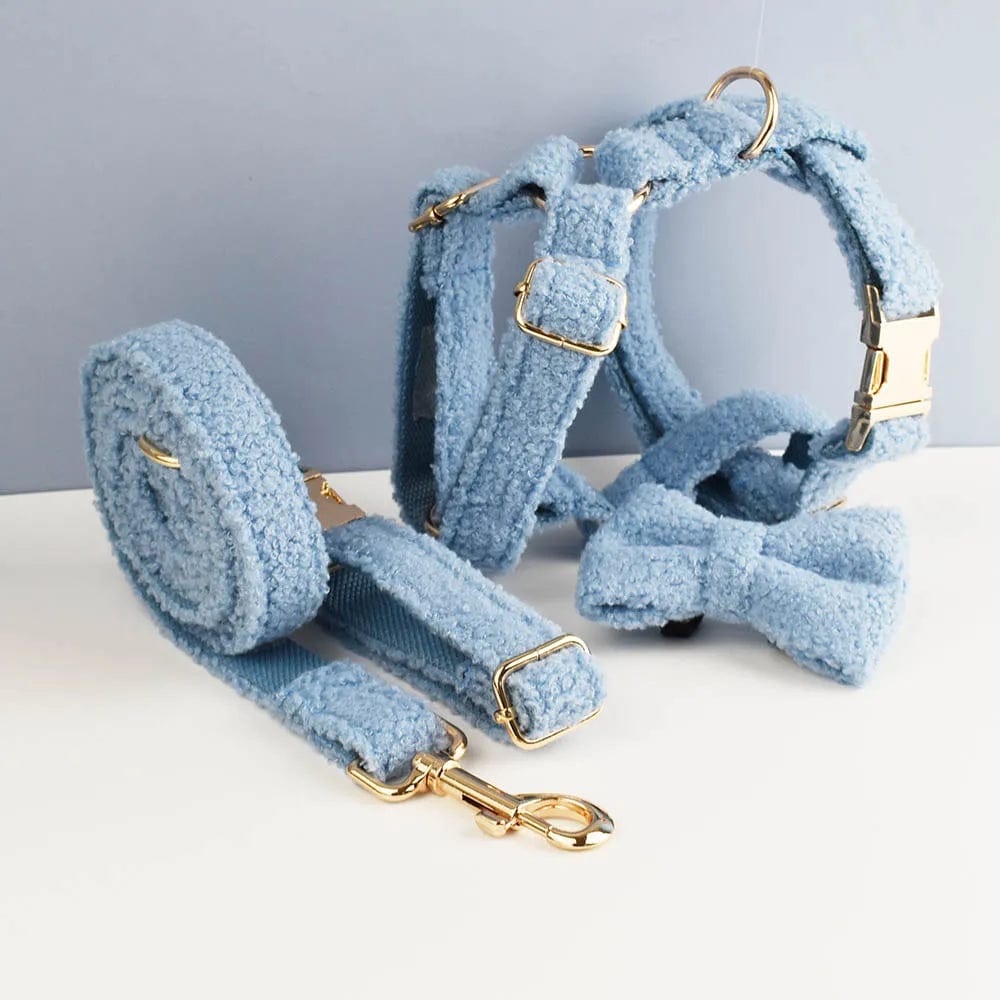 Teddy Velvet Dog Collar & Leash Set