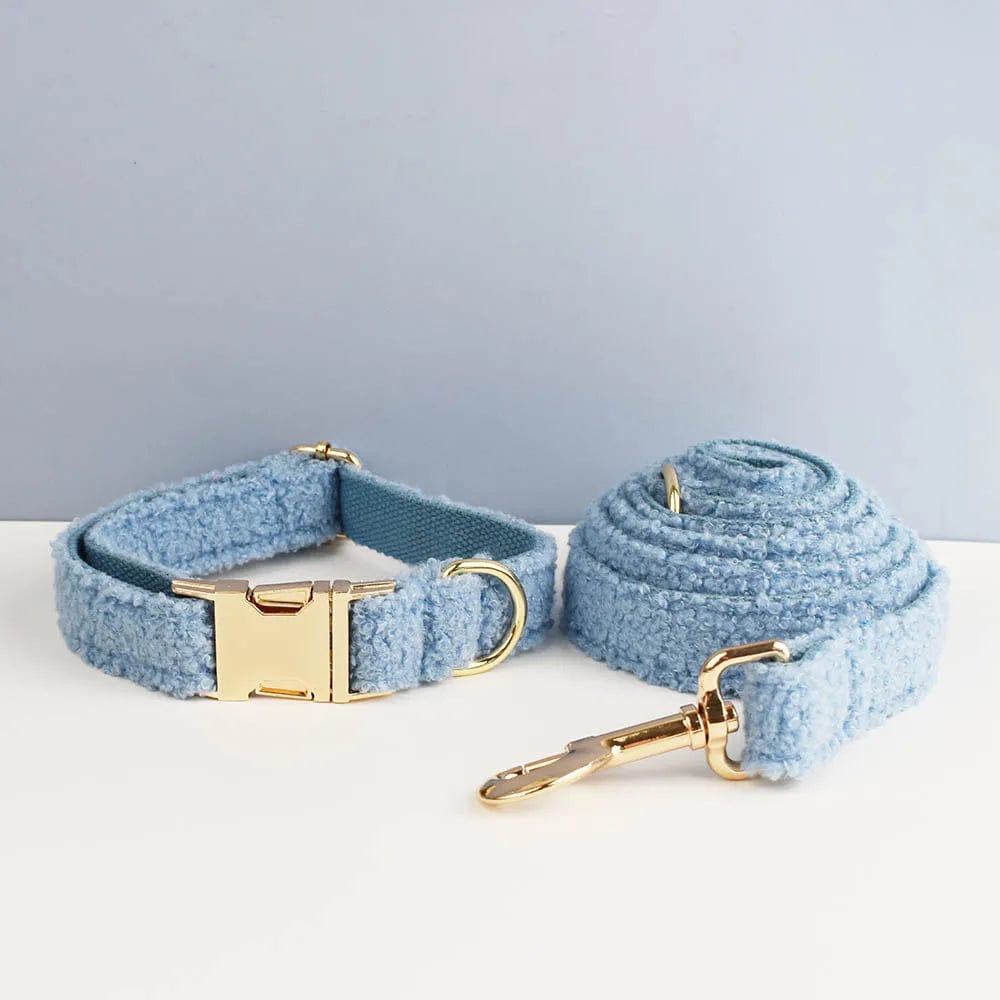 Teddy Velvet Dog Collar & Leash Set