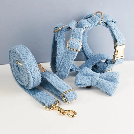 Teddy Velvet Dog Collar & Leash Set